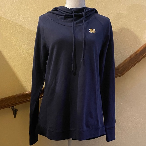 NWT! Cutter & Buck Notre Dame Liberty Navy Cowl Hoodie - Picture 1 of 8
